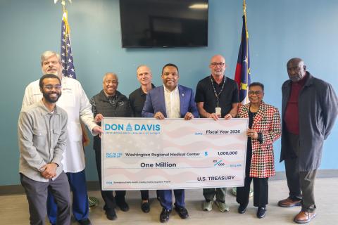 Congressman Davis presents check to Washington Regional Medical Center 